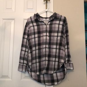 Purple and Black Plaid Button Down